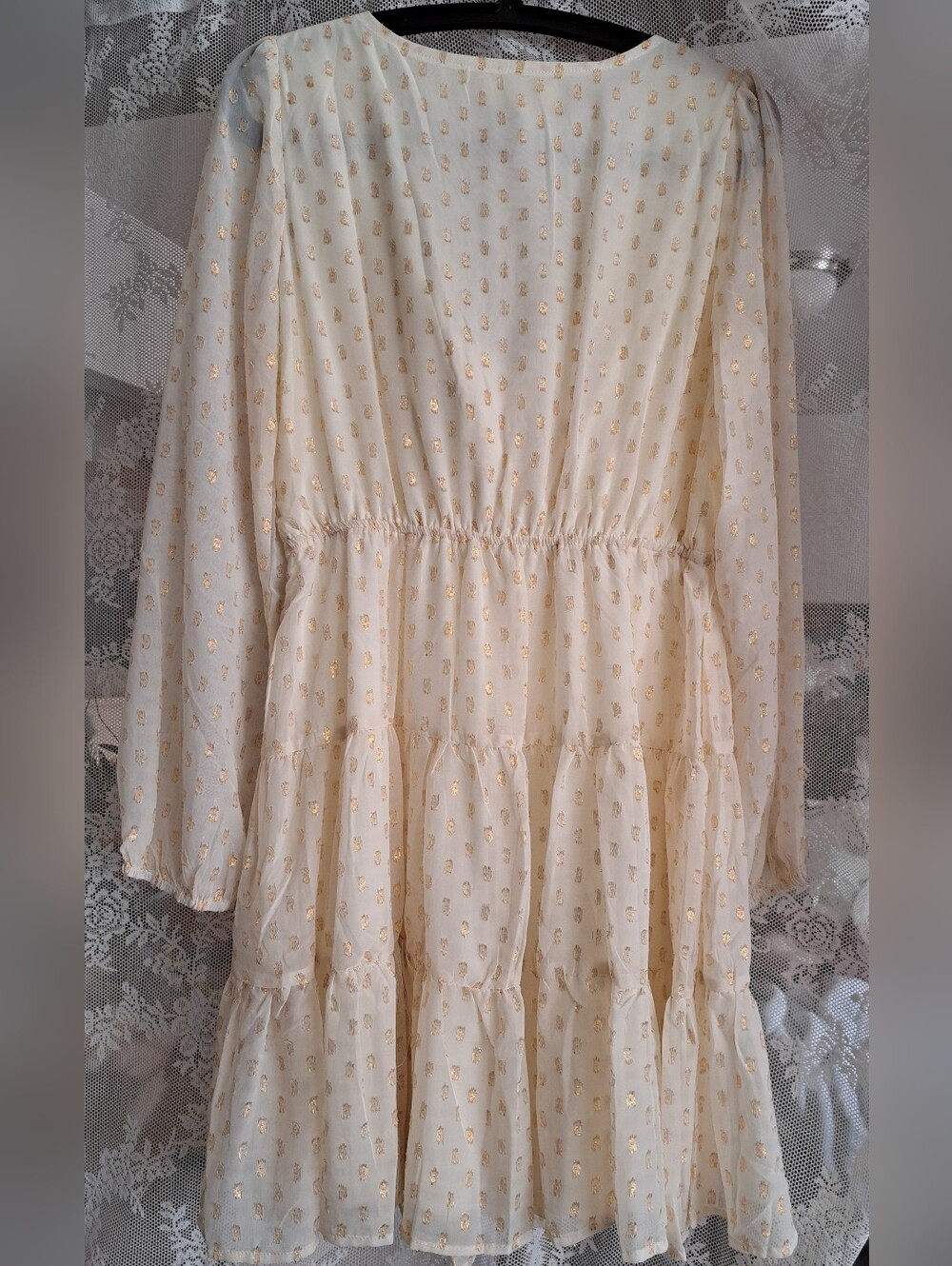 Summery Dress Ivory With Gold Dot Design - Picture 2 of 3